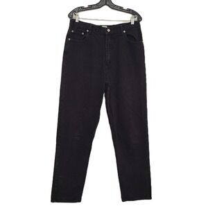 Vintage 90s Calvin Klein 100% Cotton Black Sz 34 Straight Leg High Rise Mom Jean